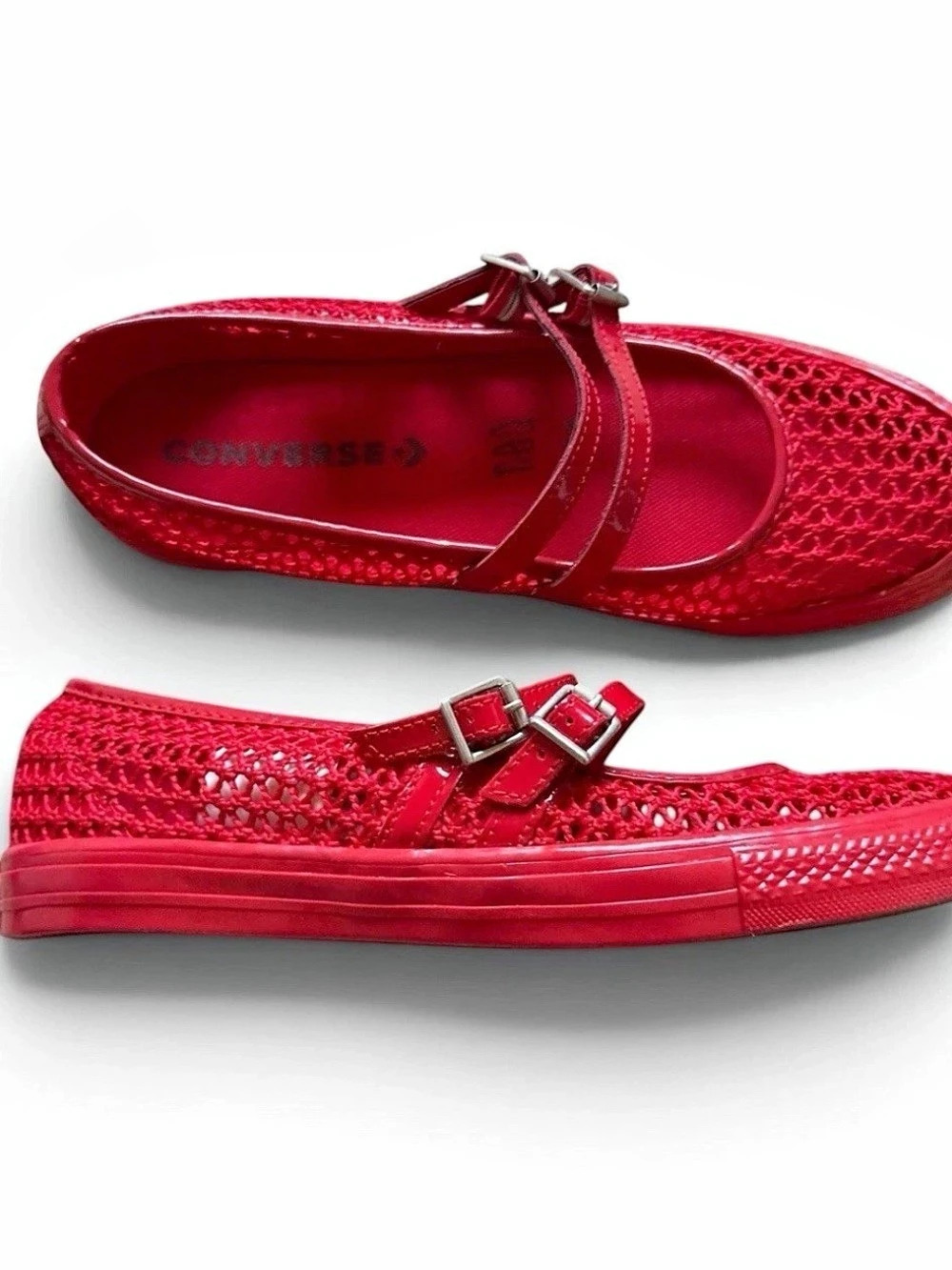 Converse Dainty Mesh Mary Jane Sneakers Red NWOB